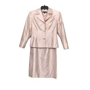 Vintage TRIO NY Dress Suit 100% Silk Pastel Pink textured EUC